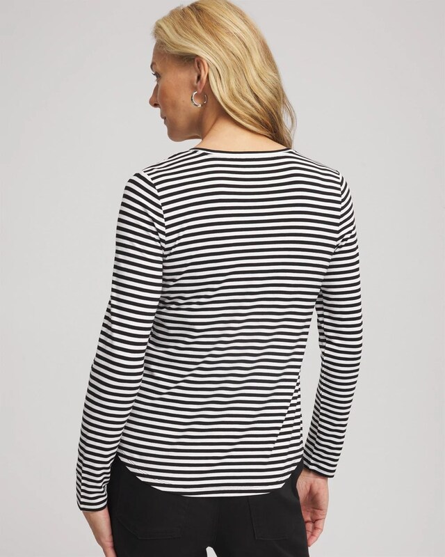 Striped V-Neck Layering Tee - image 3